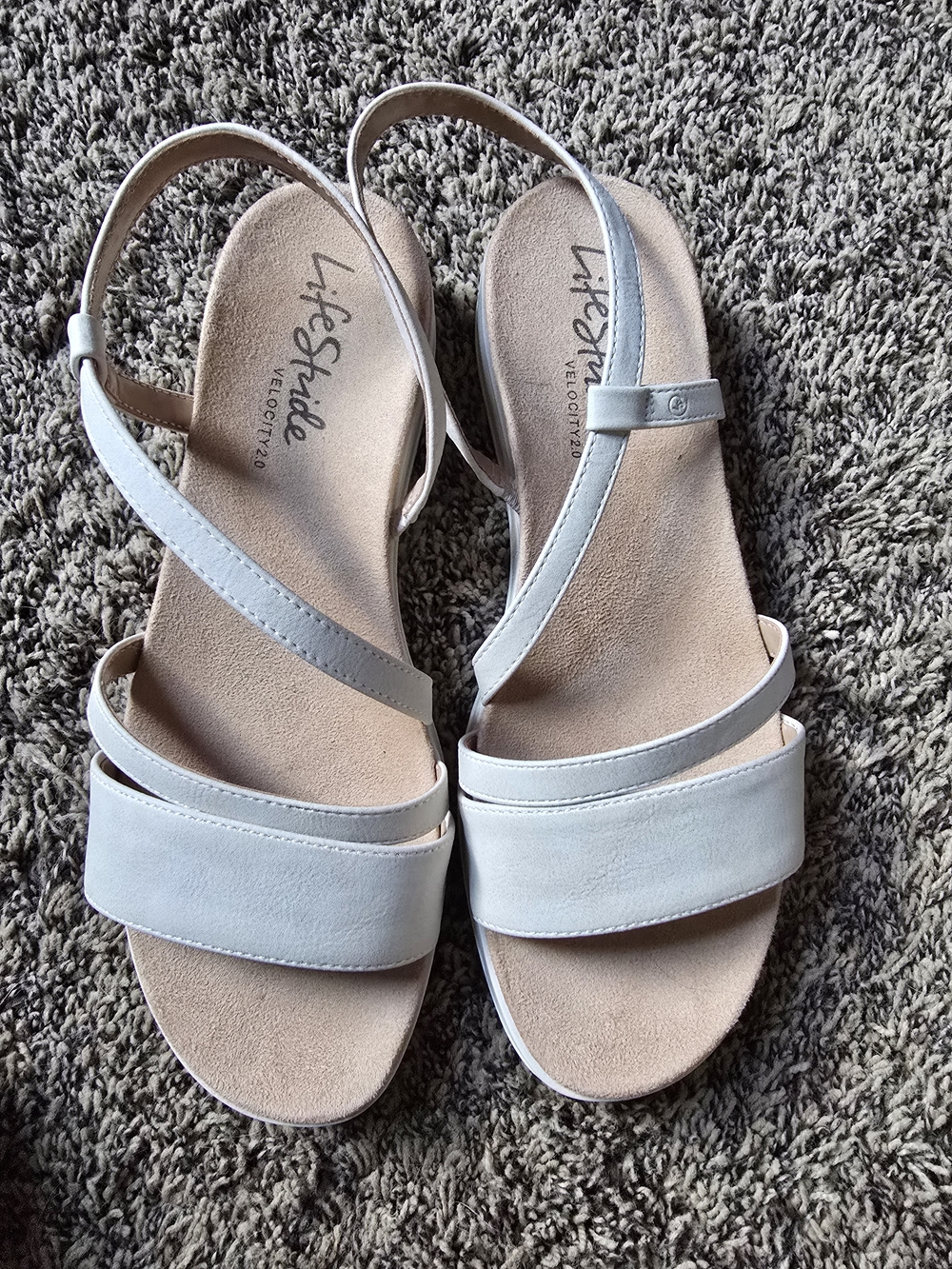 Life Stride Women's Light Cream Slingback Sandals with Cross Straps
